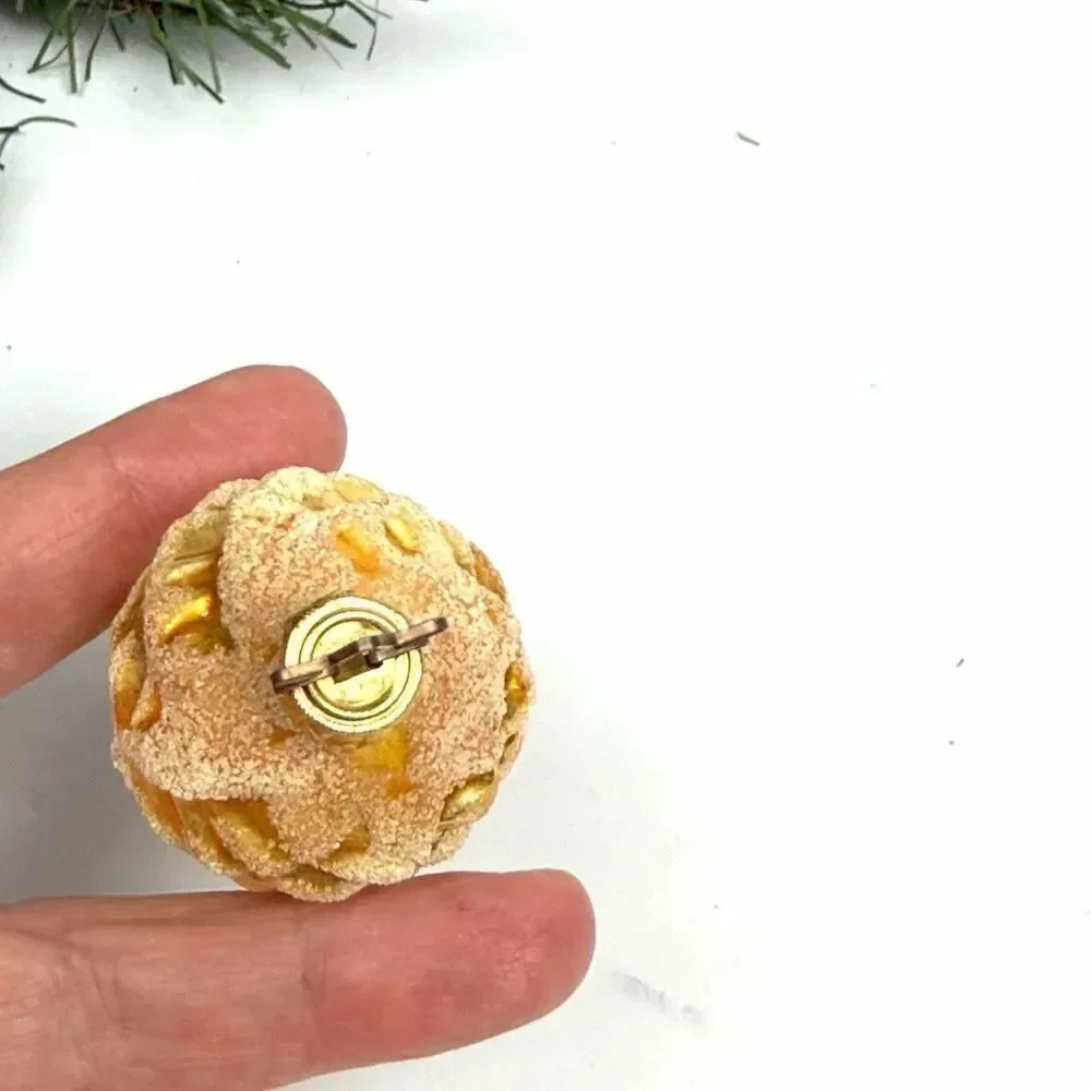 INGE-GLAS Christmas Ornament Blown Glass Shimmering Gold Pinecone 3,5
